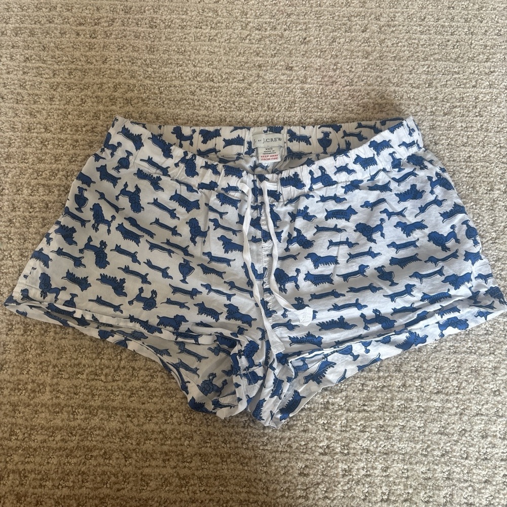 Blue Dog-Print Lounge Shorts